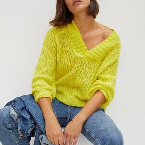 By Anthropologie Honore Ribbed Sweater in Yellow Size XL